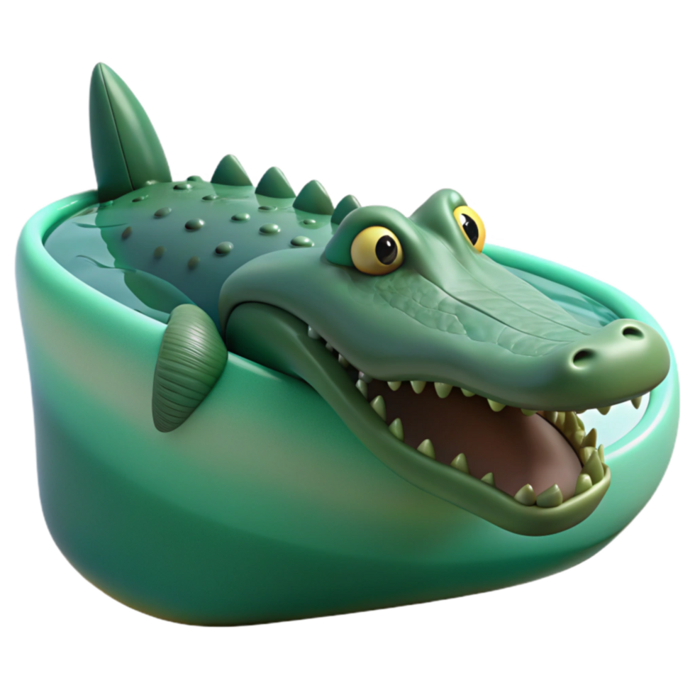 Cartoon Alligator in a Tub 3D Render png
