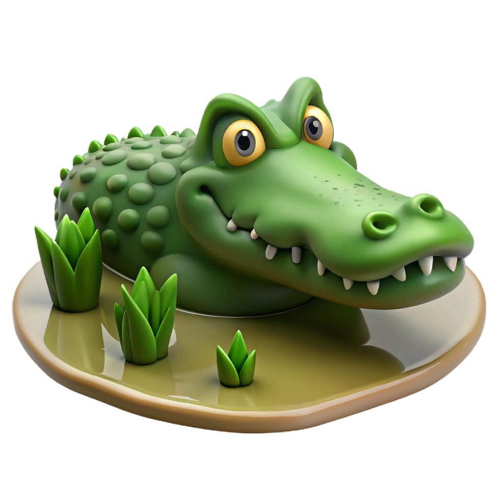 Cartoon Crocodile in Swamp Habitat png