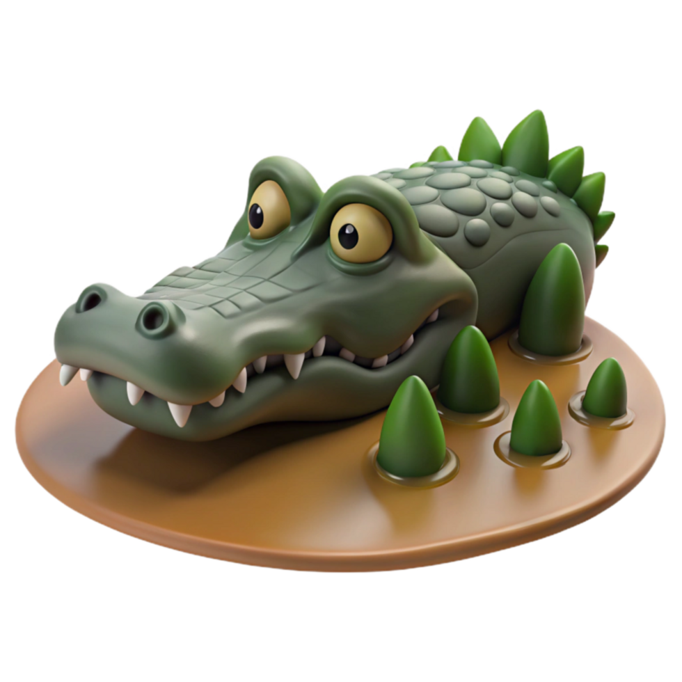 Cartoon Crocodile in Swamp 3D Model png
