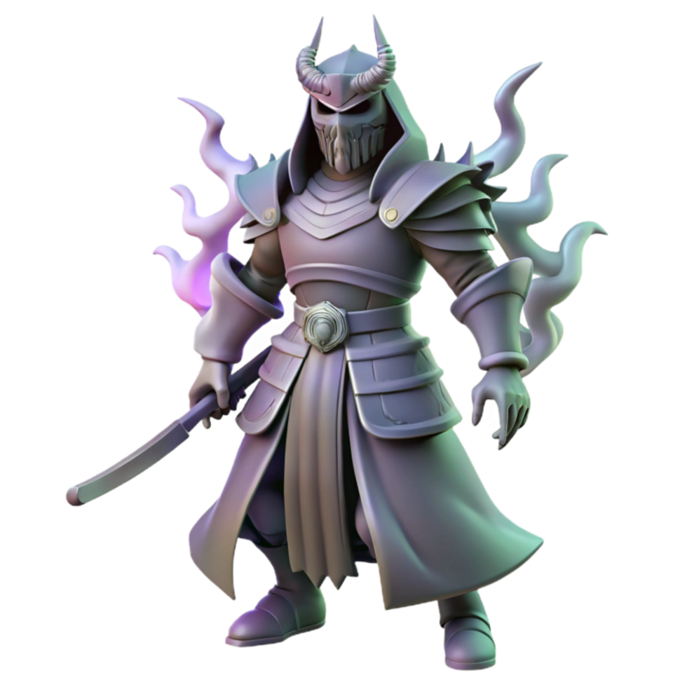 Fantasy Samurai 3D Render of Spectral Warrior with Katana png