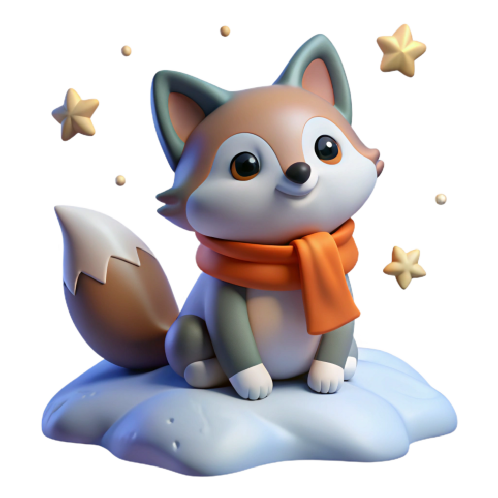 Adorable 3D Fox in Winter Wonderland png