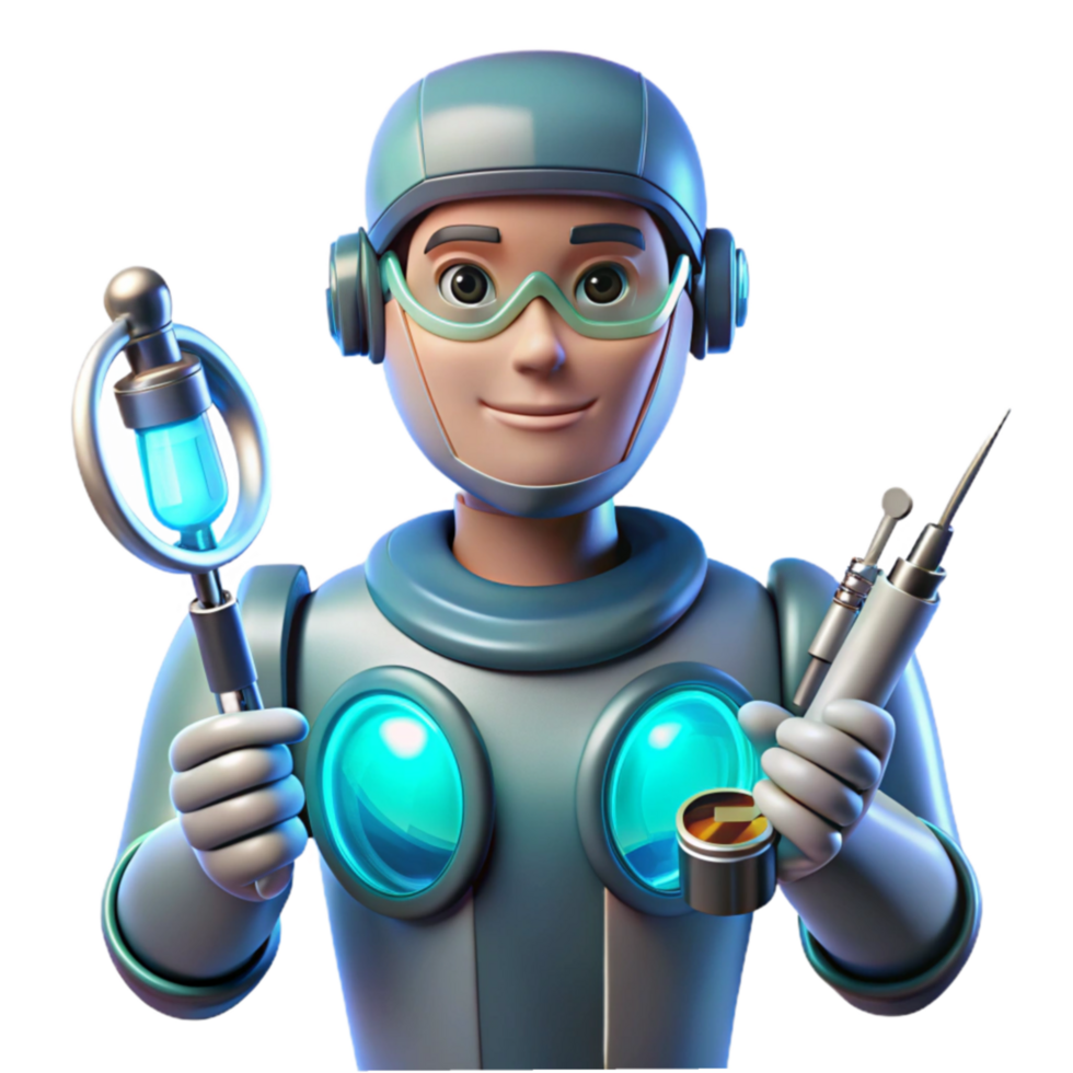 3D Render of a Scientist with Lab Equipment png