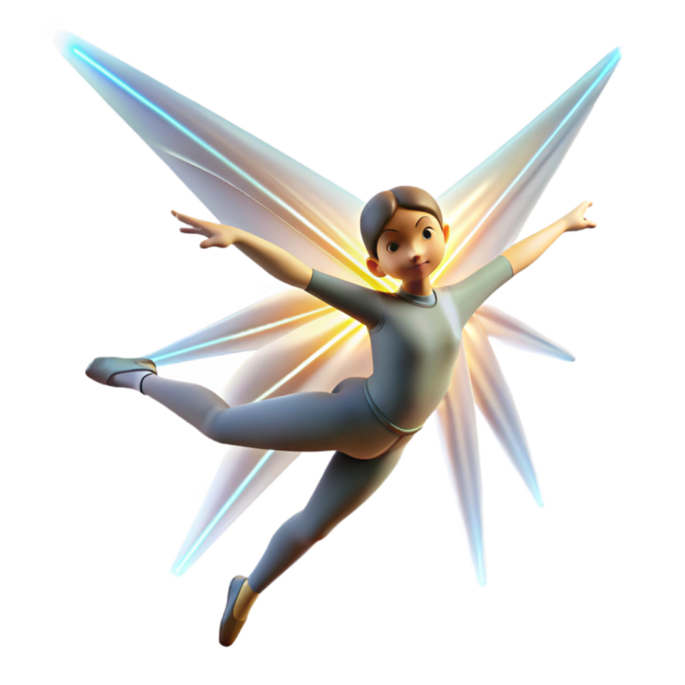 Flying Fairy 3D Render of a Ballerina with Luminous Wings png