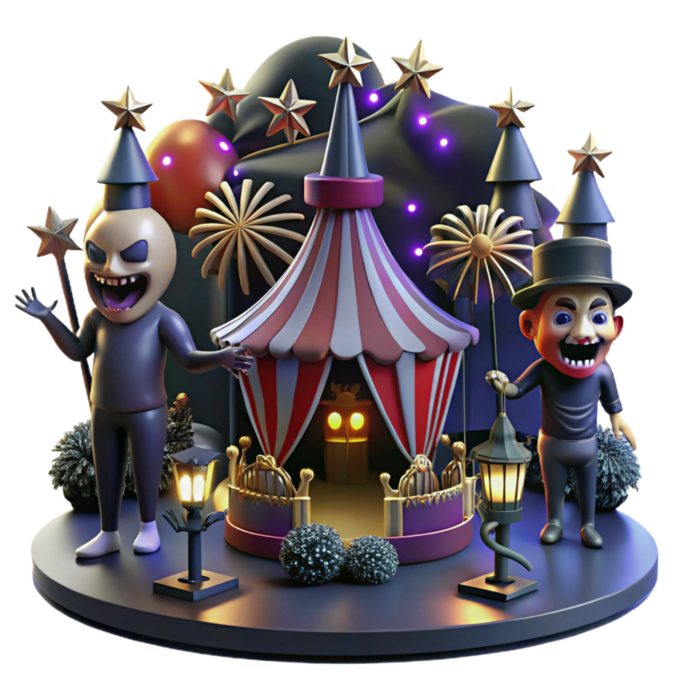 3D Render of Spooky Carnival Night png