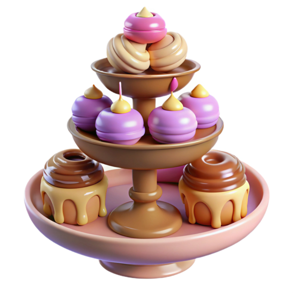Delightful Dessert Display Sweet Treats on a Tiered Stand png