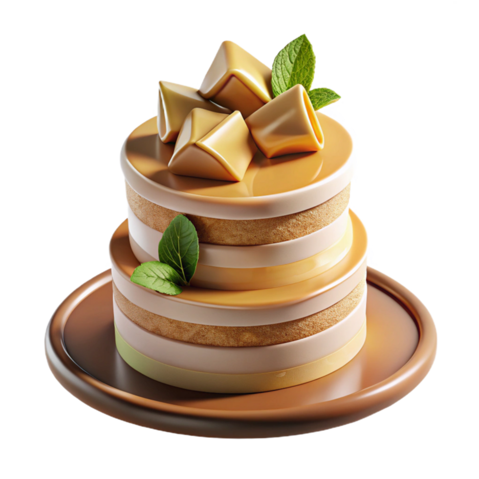 Layered Caramel Cake with Caramel Candy Topping png