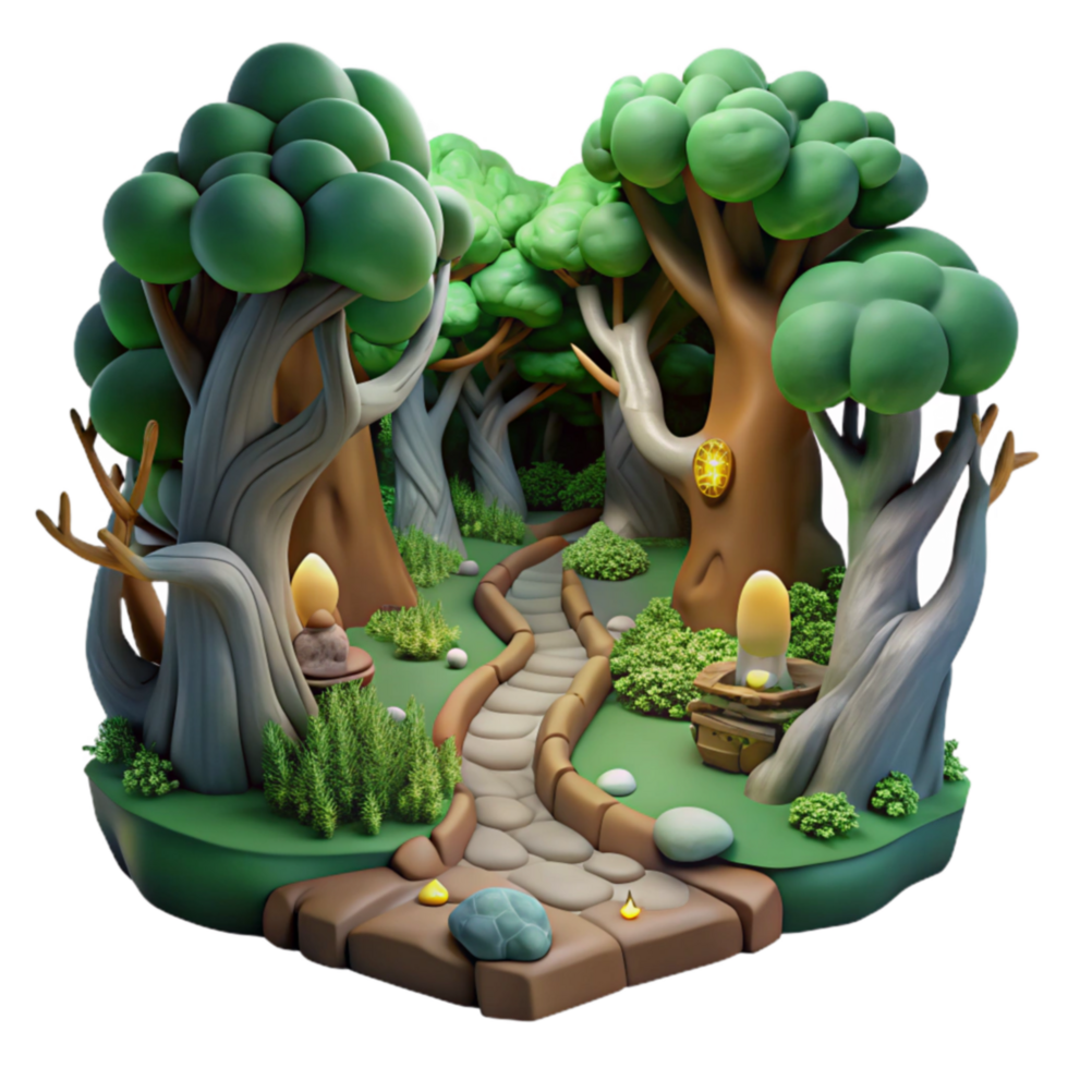Enchanted Forest Path A 3D Stylized Scene png
