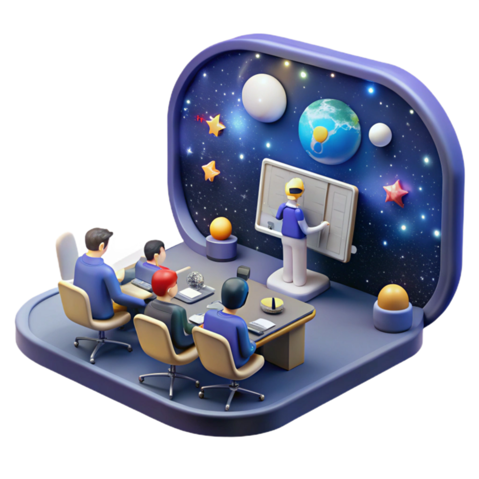 Space Exploration Team Meeting Presentation on Celestial Bodies png