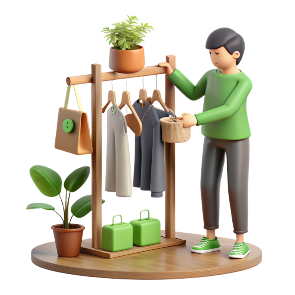 Sustainable Closet Organization Eco Friendly Clothing Storage png