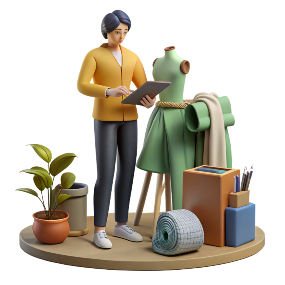 Fashion designer using tablet for design 54586607 png