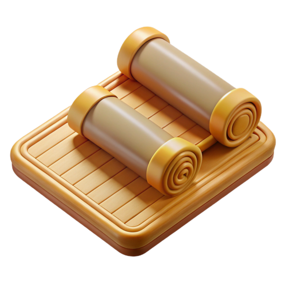 Ancient Scrolls on Wooden Tablet 3D Render png