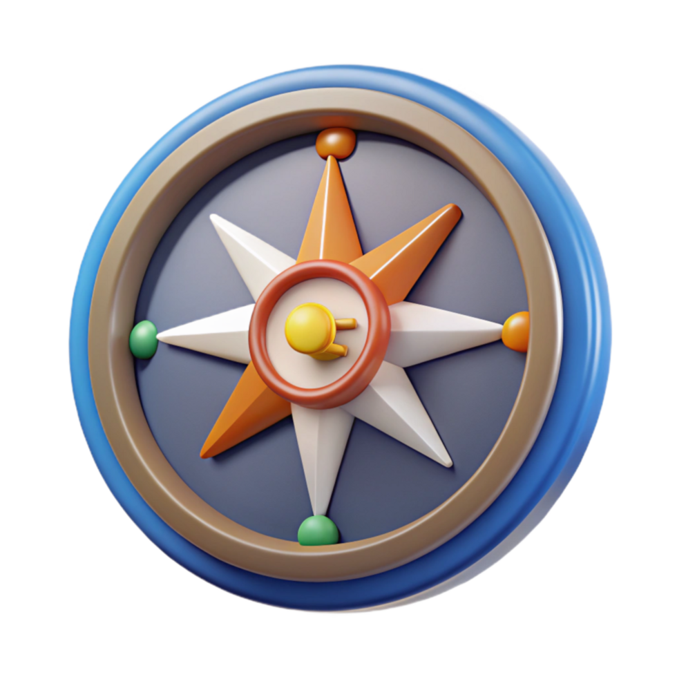 3D Compass Rose Colorful Navigation Icon png