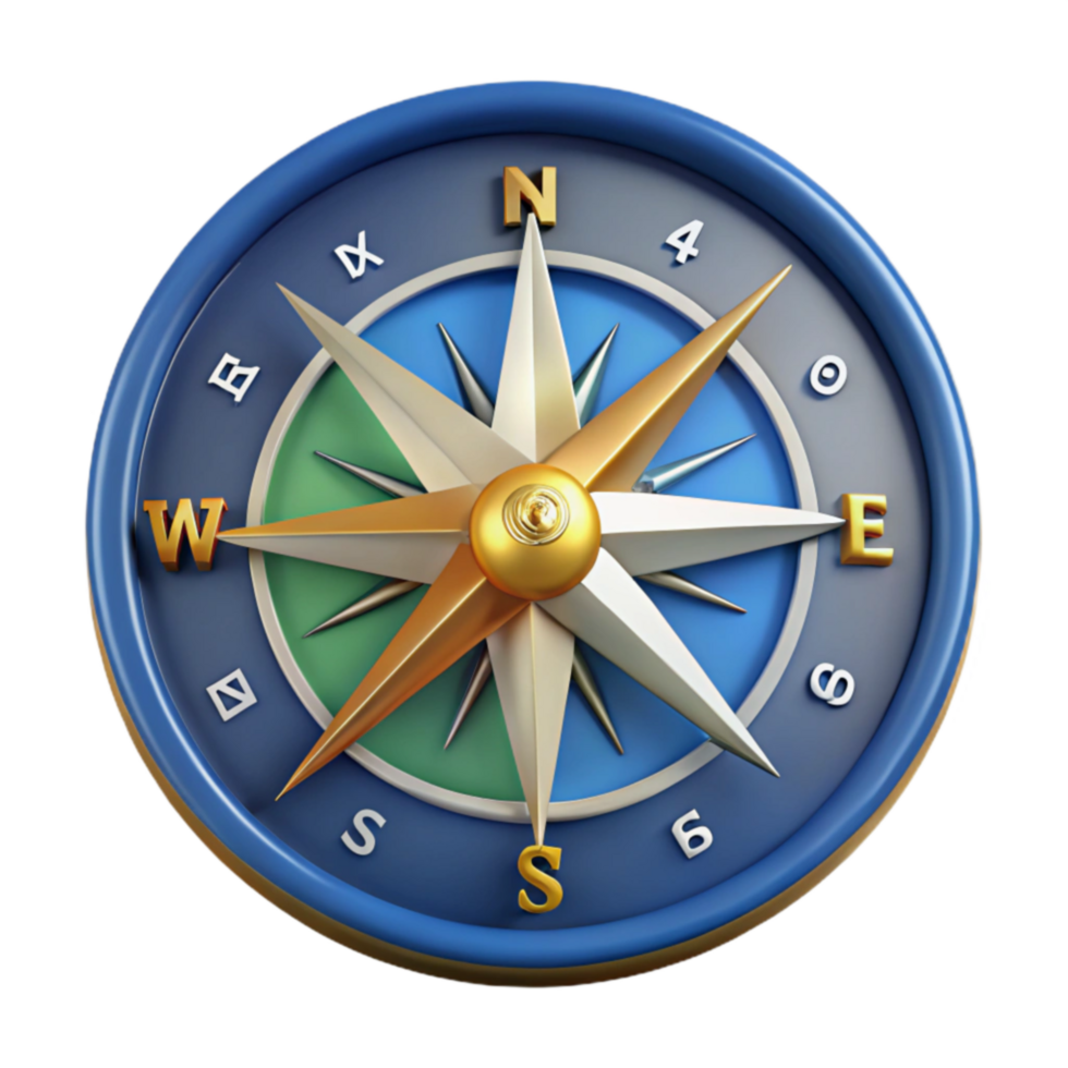 3D Compass Rose Navigation Guide, Direction, Orientation, Travel, Exploration, Wayfinding, Cardinal Points, North South East West png