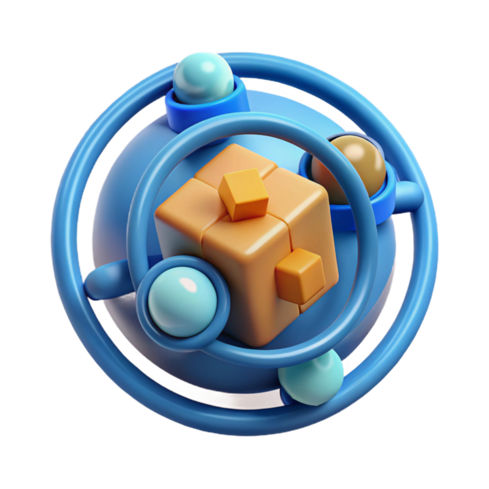 Abstract 3D Sphere with Geometric Shapes png