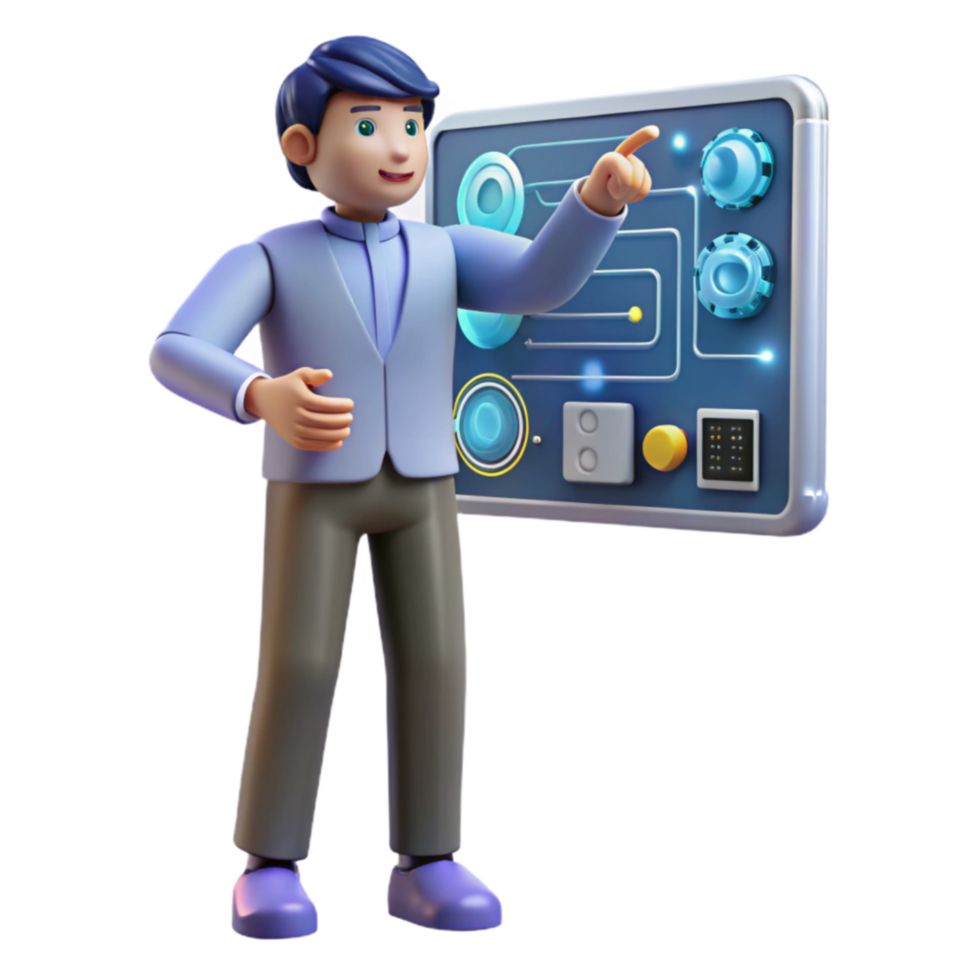 Interactive Control Panel 3D Render of User Interface png