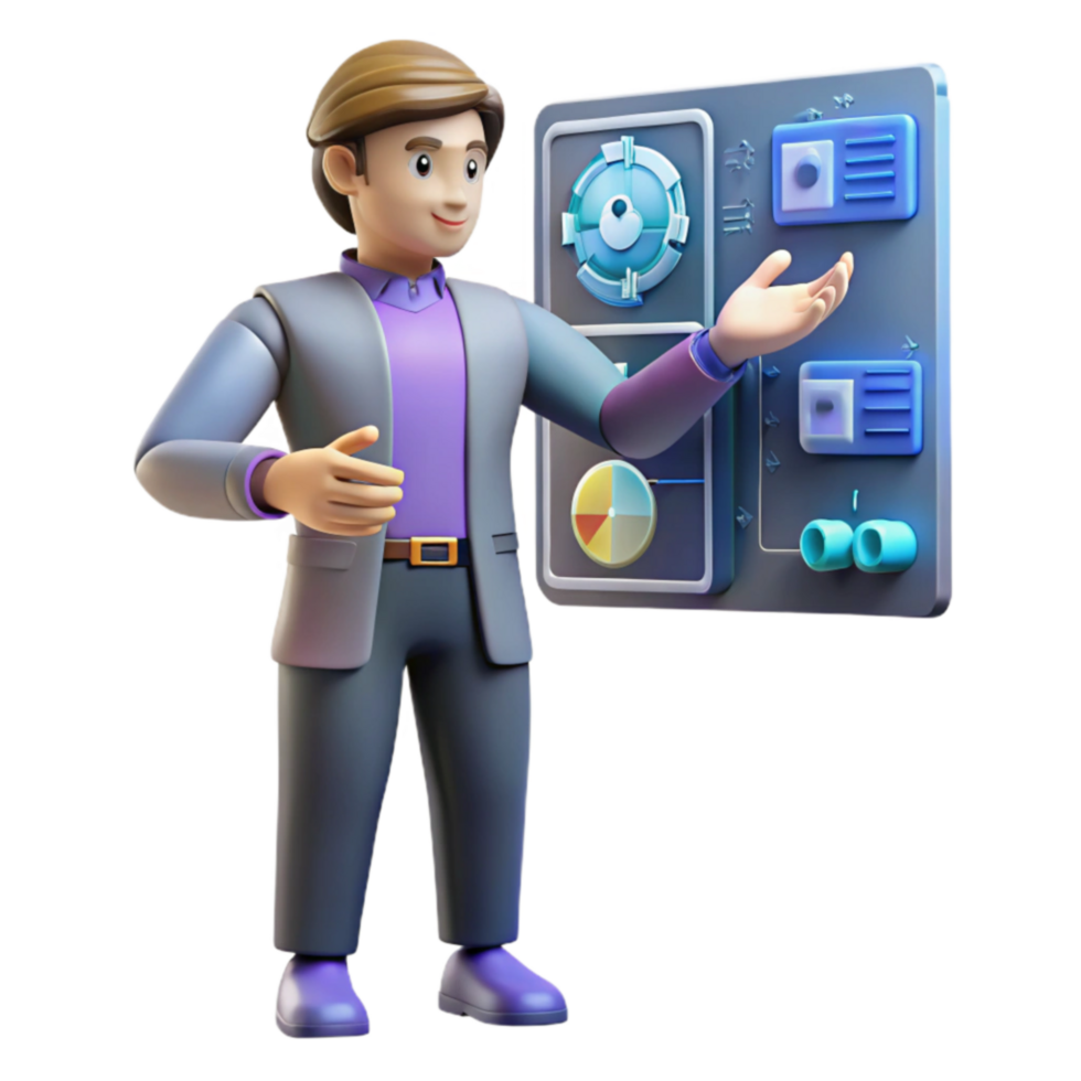 Dashboard Interface 3D Model Presentation png