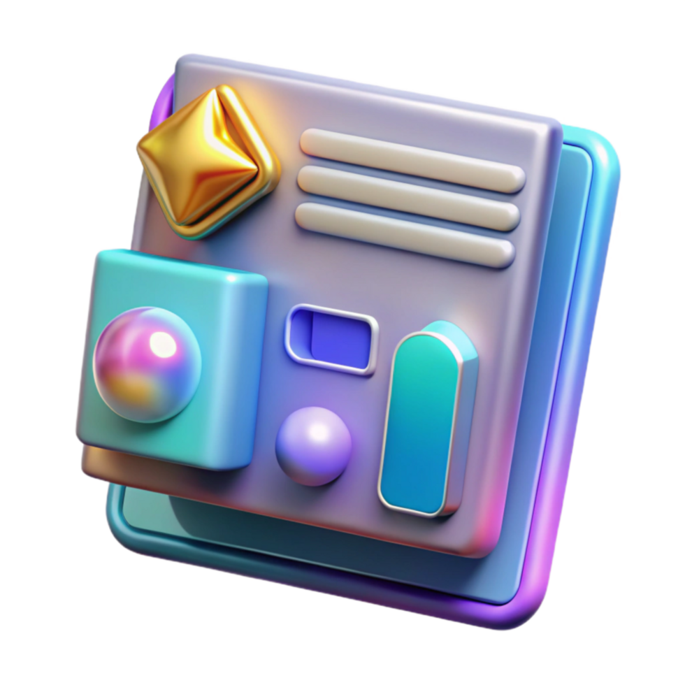 Abstract 3D Render Colorful Geometric Shapes, Interface Design png