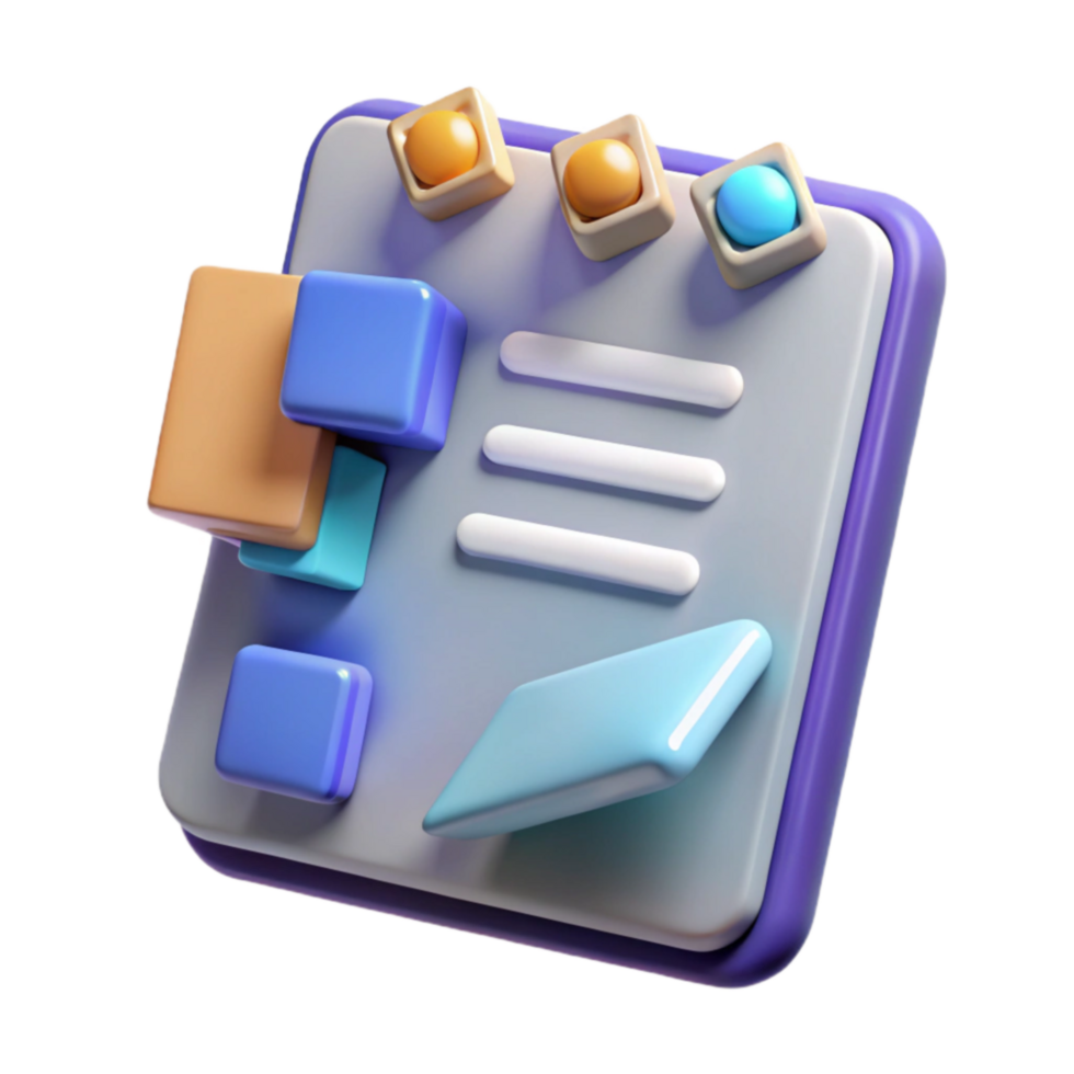 3D Colorful Blocks and Document Interface Design png