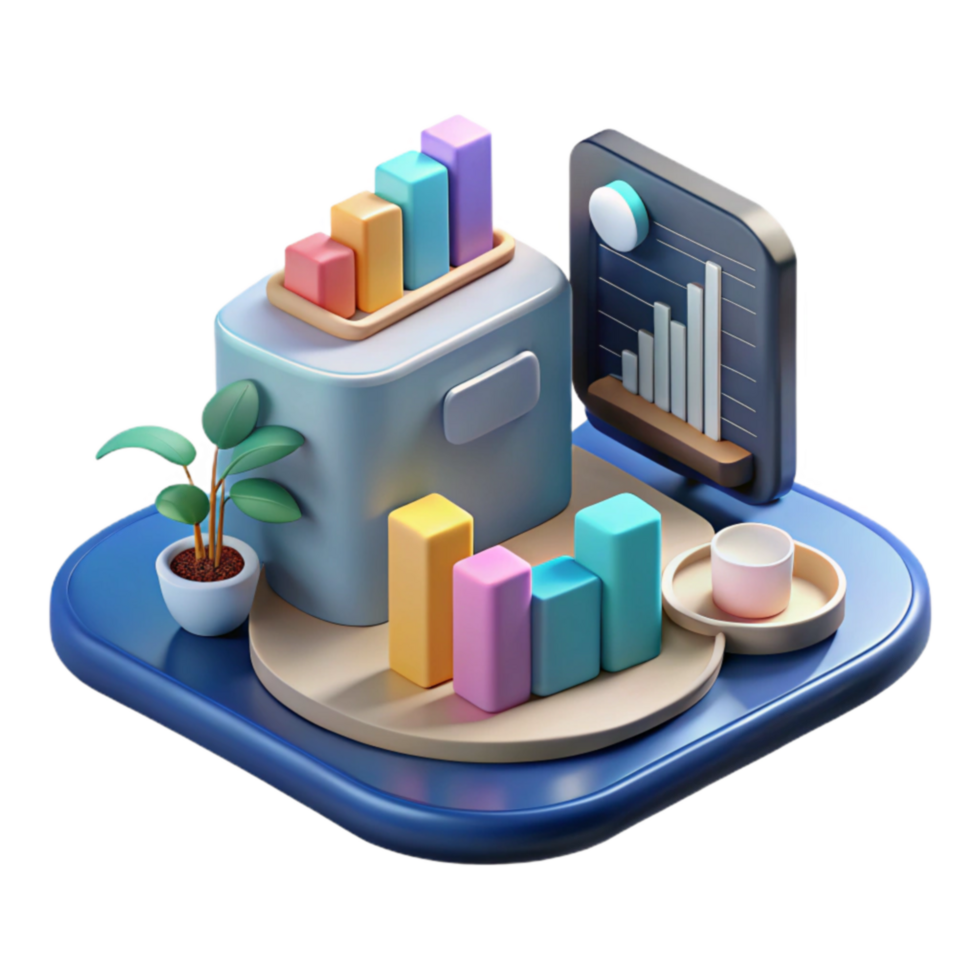 Data Visualization 3D Charts and Graphs for Business Insights png
