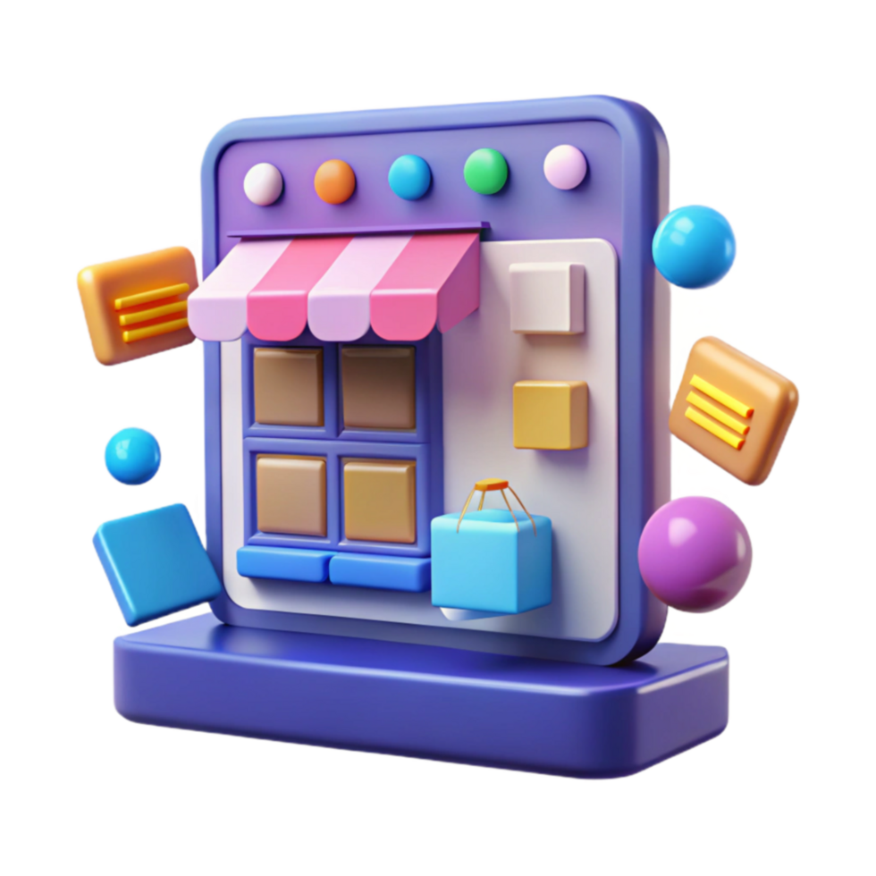 Online Store, E commerce Platform, Digital Shop, Virtual Storefront, Internet Retail, Web Based Business, Online Shopping, Digital Marketplace, 3D Render, Mobile Commerce png