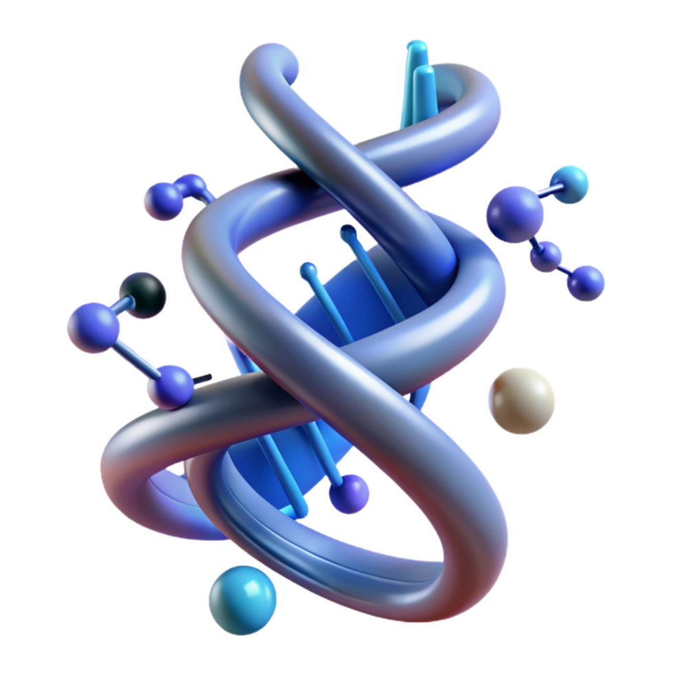 Abstract Molecular Structure 3D Rendering of DNA Helix png