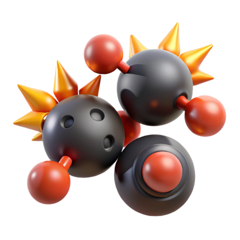 Abstract 3D Render Spiky Spheres and Molecular Structure png