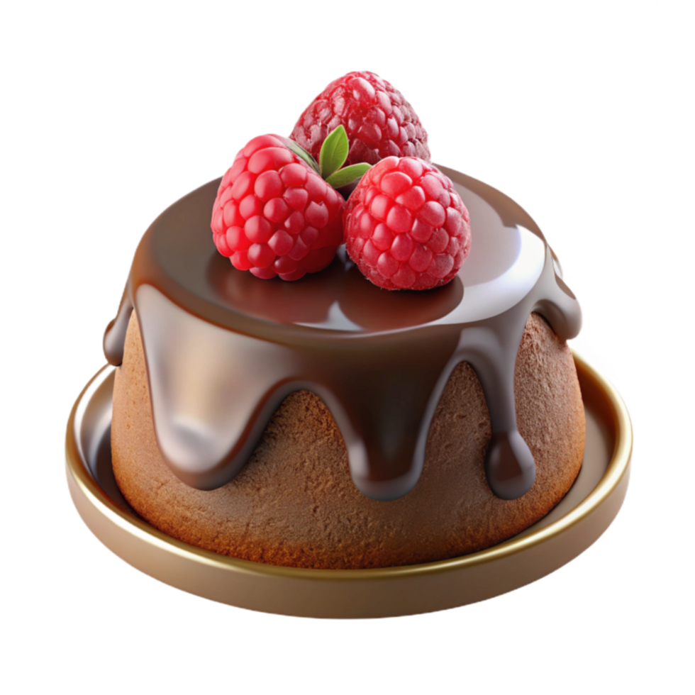 Chocolate Lava Cake with Raspberries Decadent Dessert Recipe png