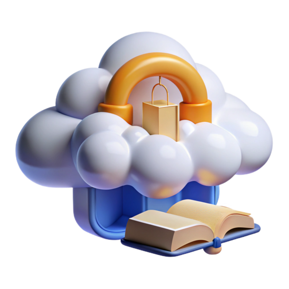 Cloud Storage Access Digital Book Library png