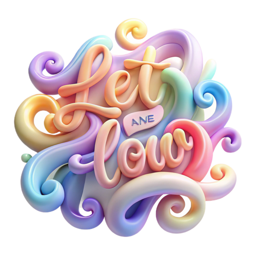 Let Love Flow Colorful 3D Lettering Art png
