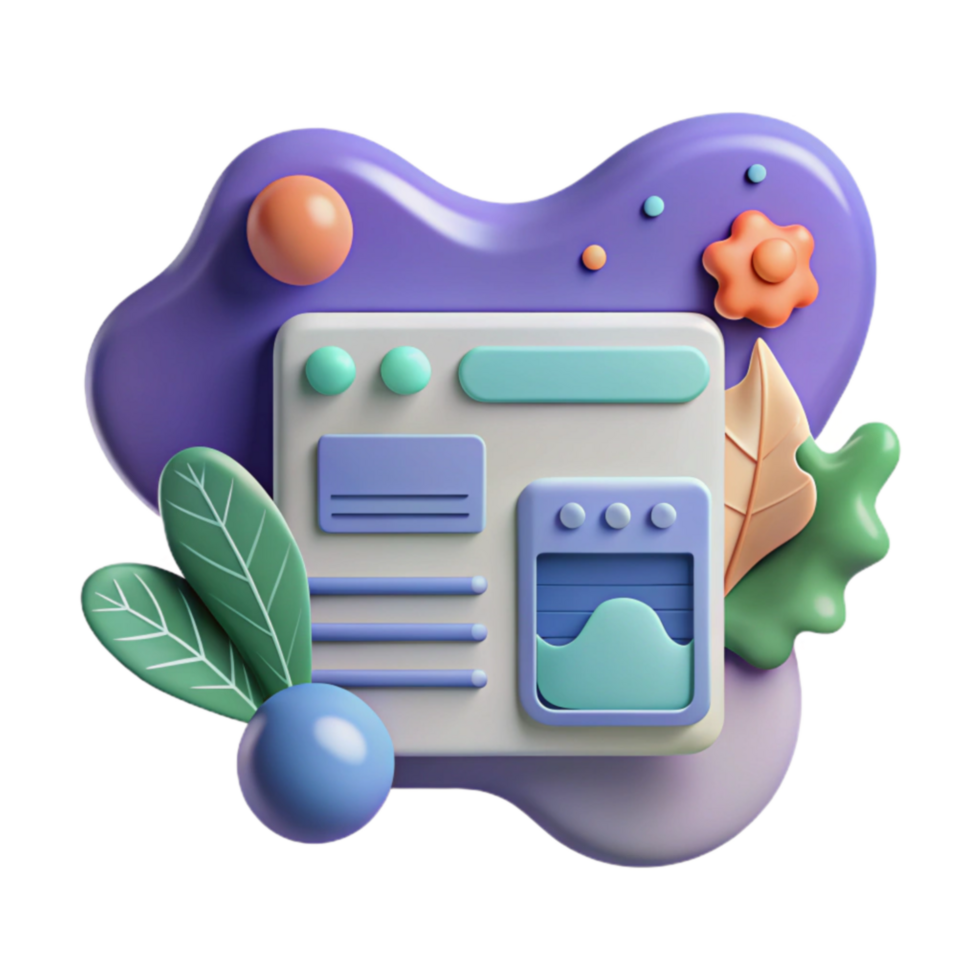 Modern UI Design 3D Pastel Interface Elements png