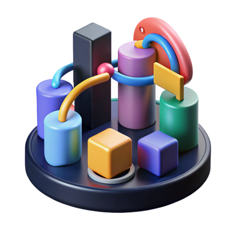 Abstract 3D Colorful Geometric Shapes Composition png