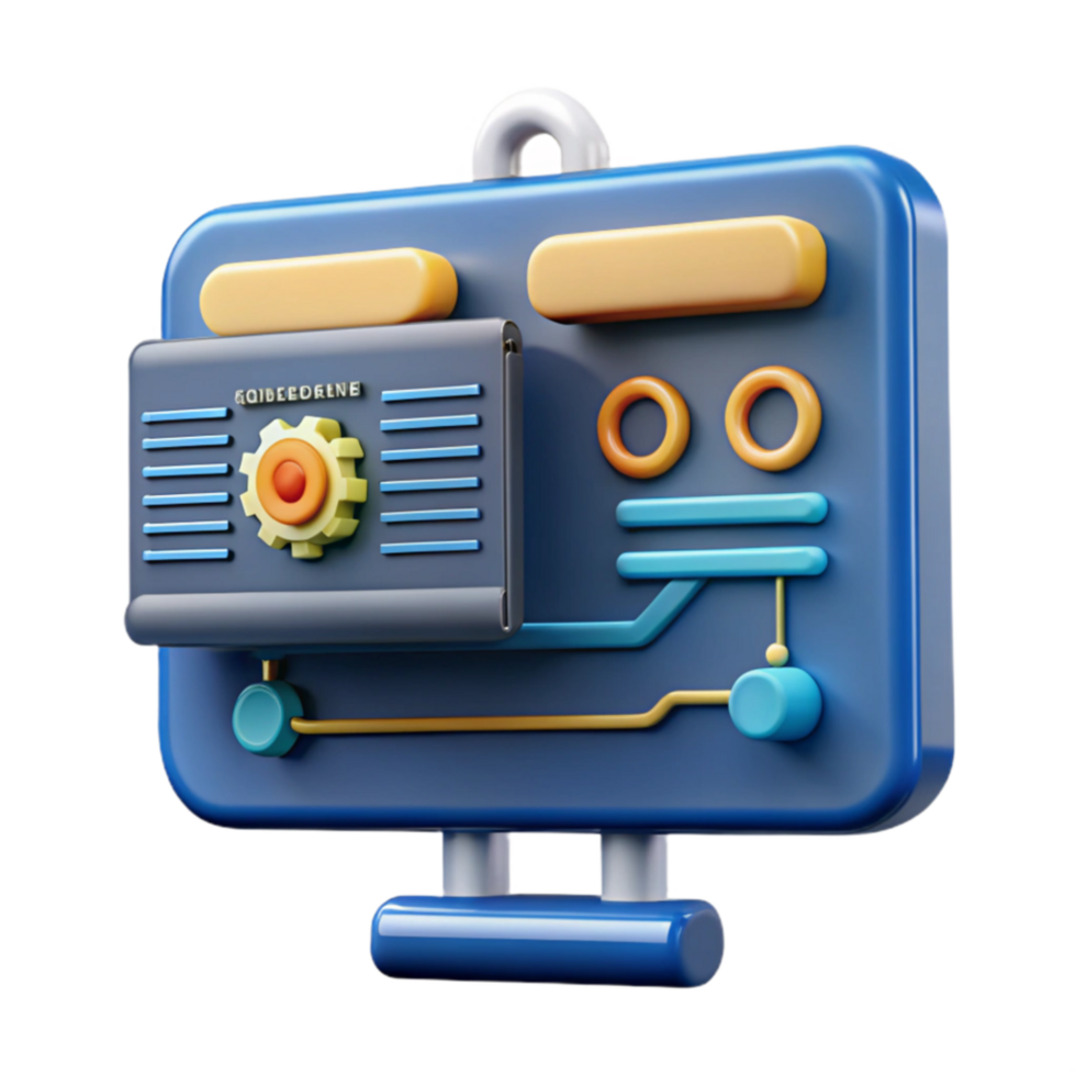 3D Render of Abstract Control Panel System, Technology, Interface, Gear, Machine, Gadget, Digital, Buttons, Circuitry png