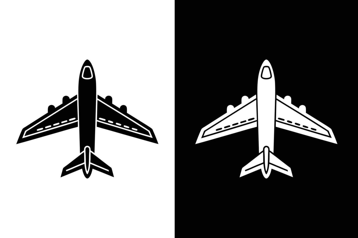 Modern Airplane Symbol. Simple Icon Design in Black and White vector