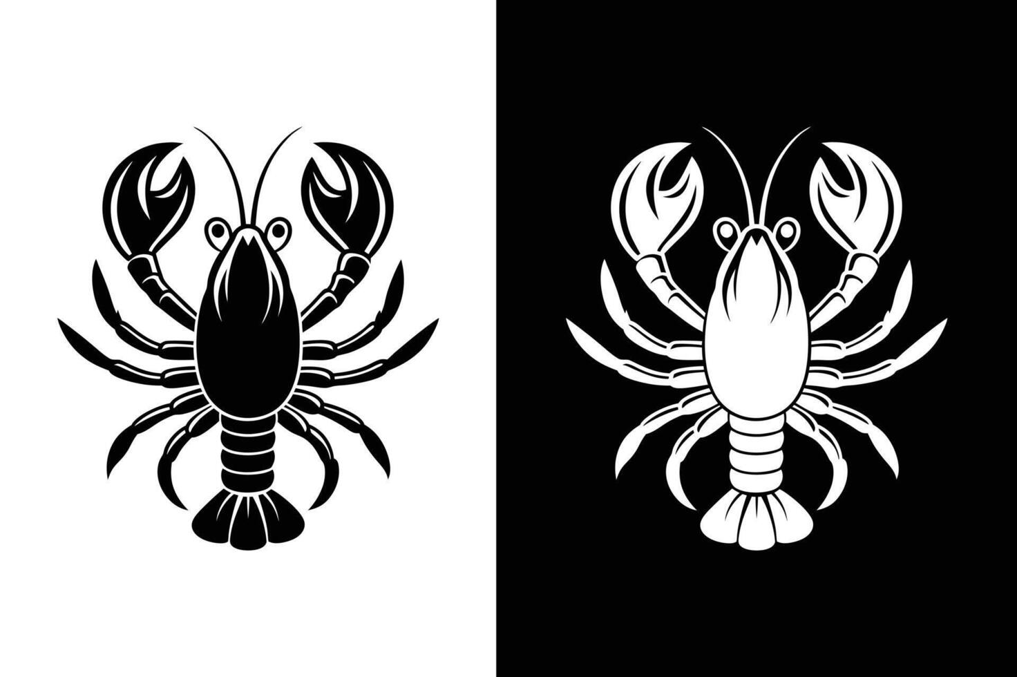 Elegant Lobster Silhouette. Art Illustration in Black and White vector