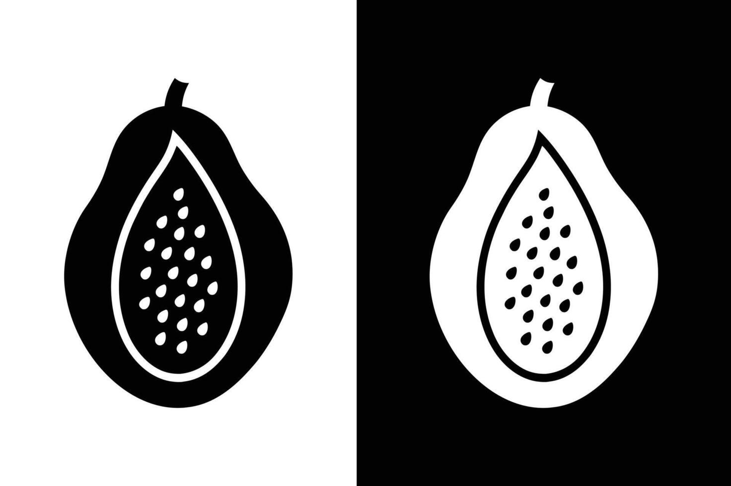 Papaya Solid icon silhouette illustration. Papaya icon Flat fill collection black white background vector