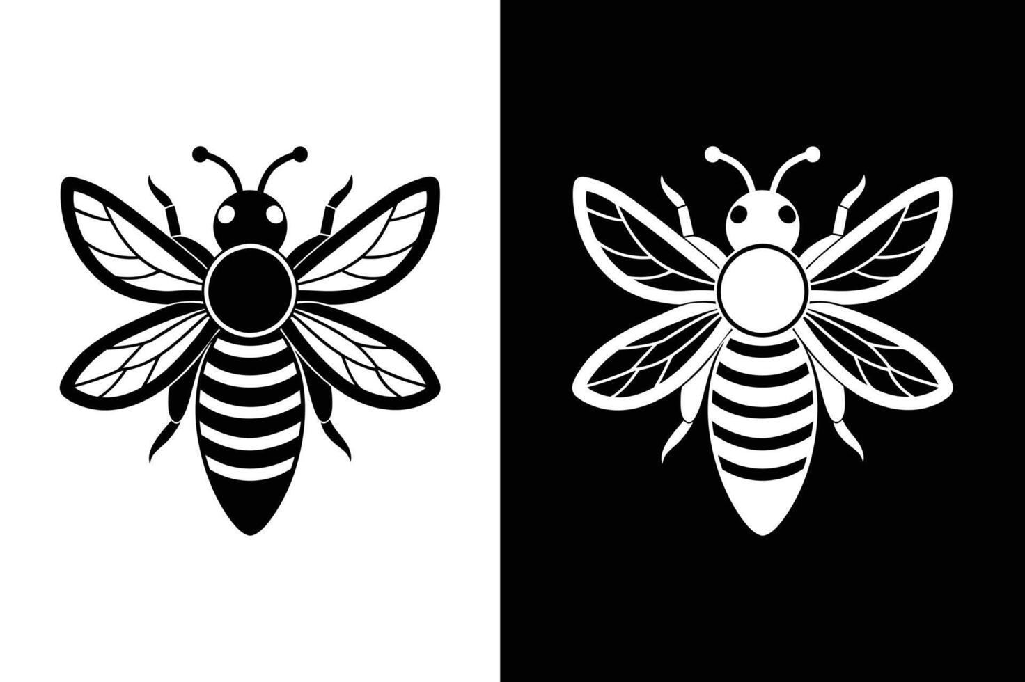 Honey bee simple silhouette flat icon isolated on white black background. Bee icon vector
