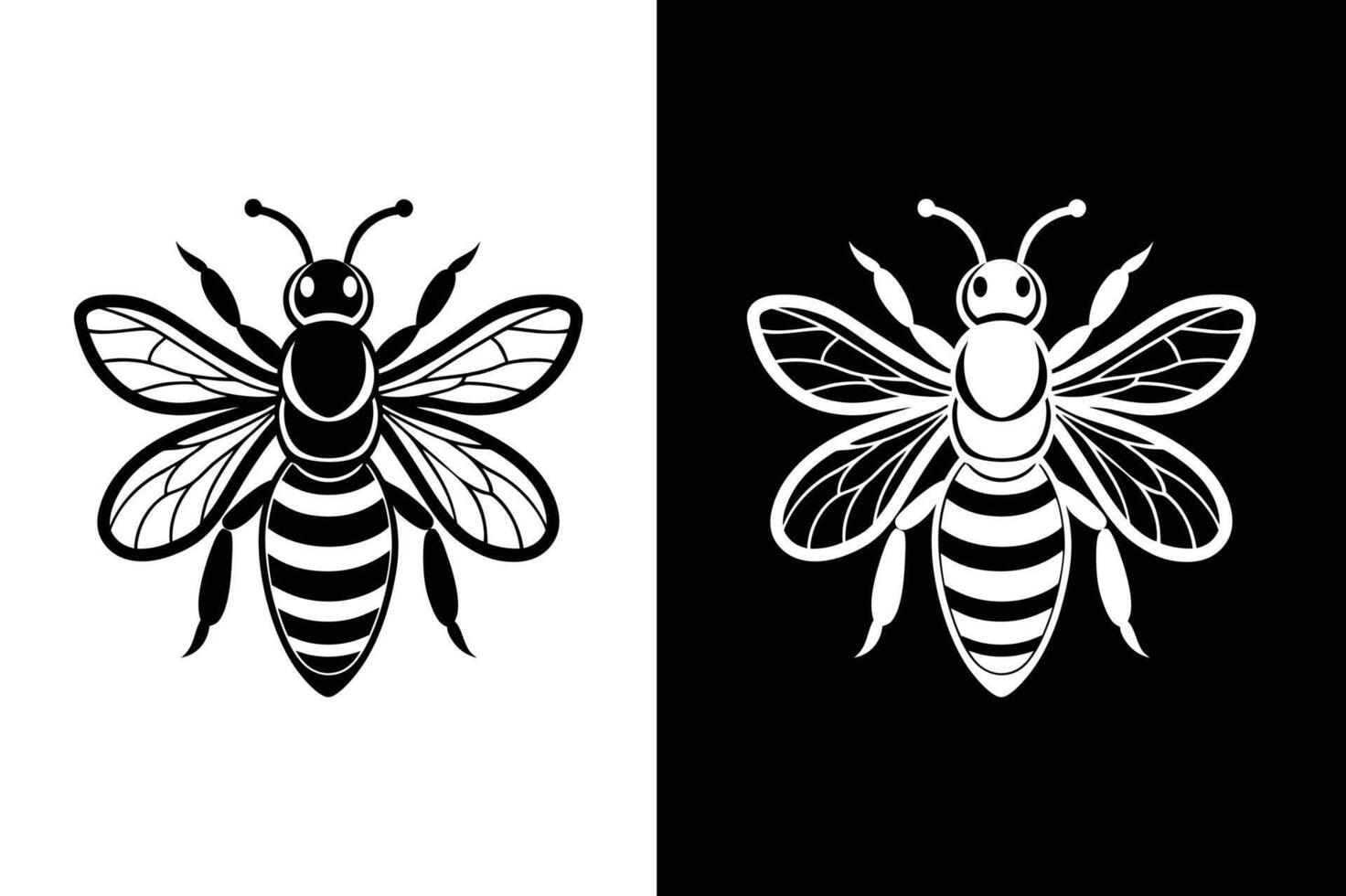 Honey Bee Icon. Simple Silhouette for Black and White Designs vector