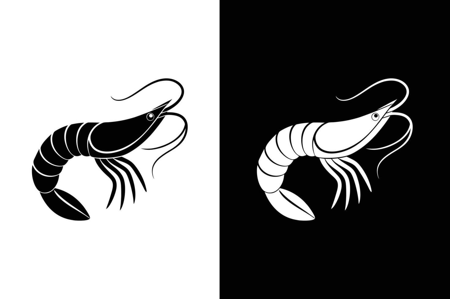 Shrimp Prawn icon isolated on white black background. Shrimp Icon silhouette vector