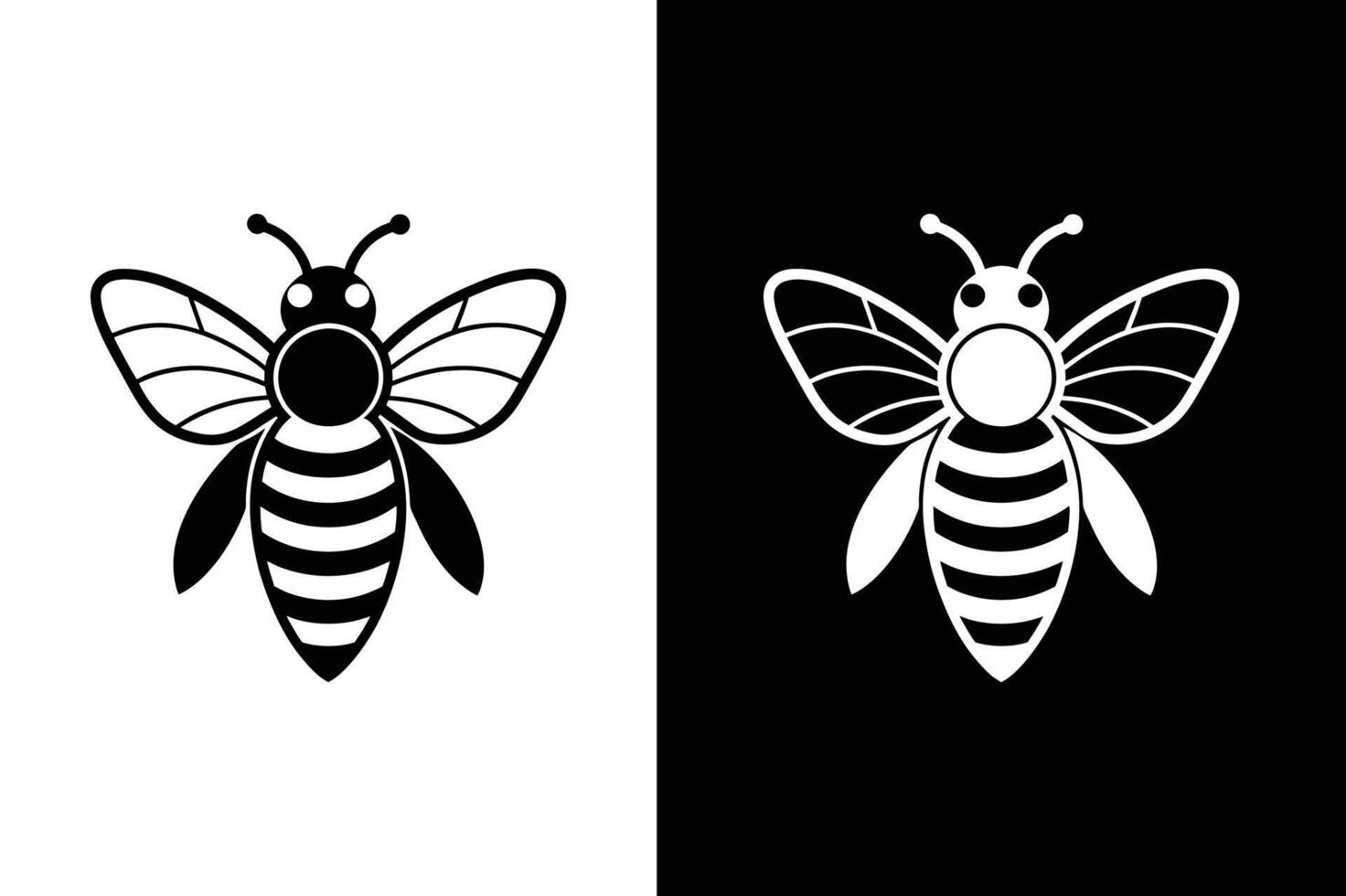 Classic Honey Bee Sign. Bold Silhouette Symbol in Black and White vector