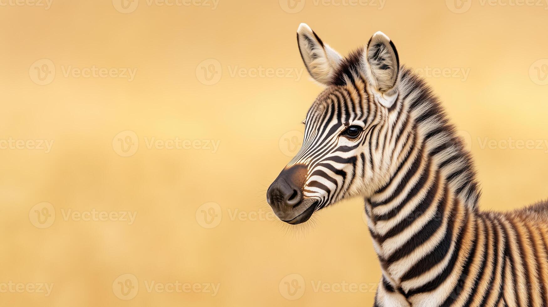 Zebra Standing in Profile Displaying Unique Stripes in Natural Habitat with Golden Background for Wildlife and Nature Photography Stock Image Trend photo
