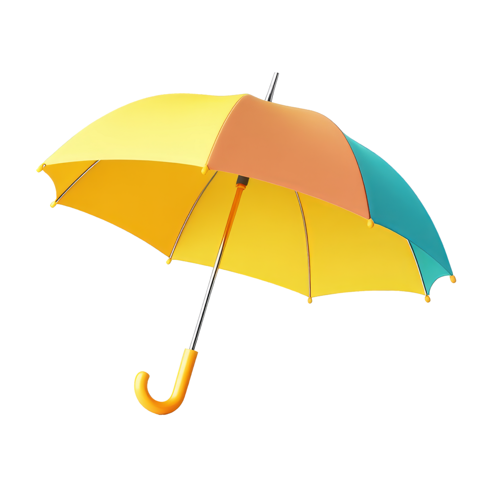 Colorful yellow umbrella render icon digital art bright png