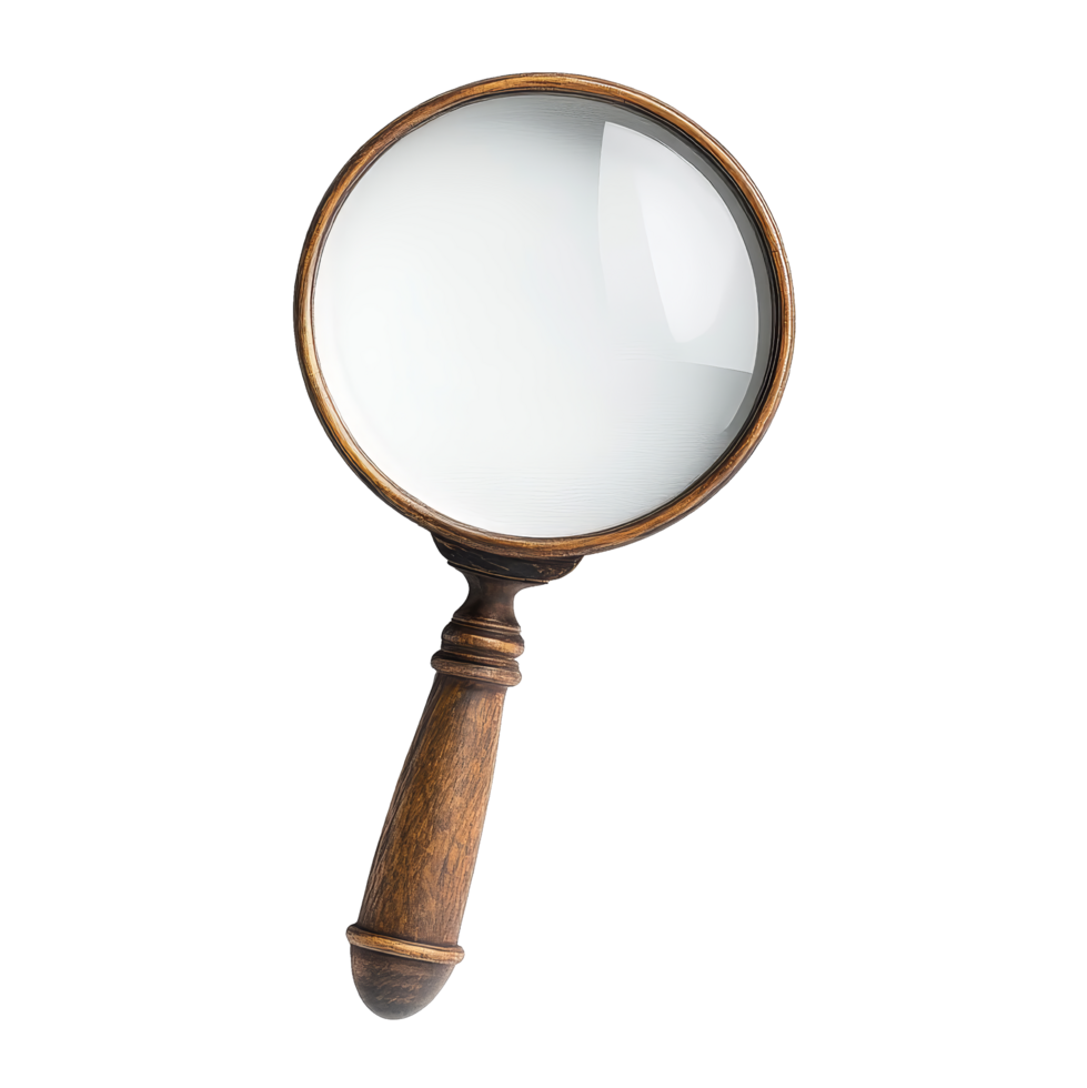 Exploring iconic magnifying glass in historic setting png