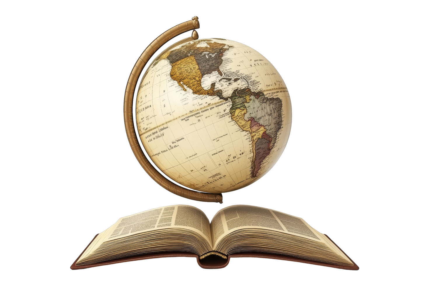 Exploring knowledge globe and book isolated png