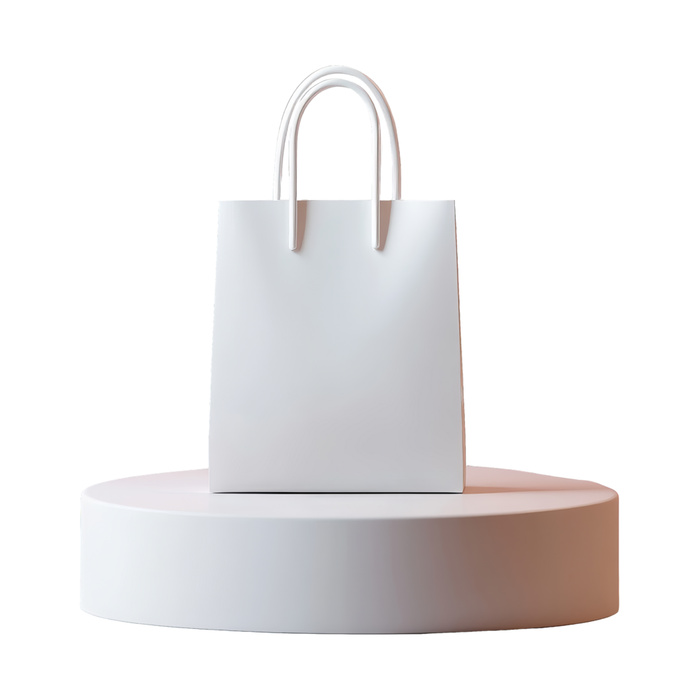 Graphic design minimalistic white paper bag icon png