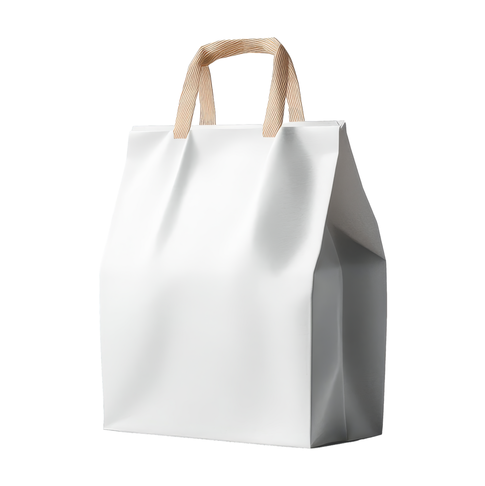 Minimalist white paper bag icon design studio render png