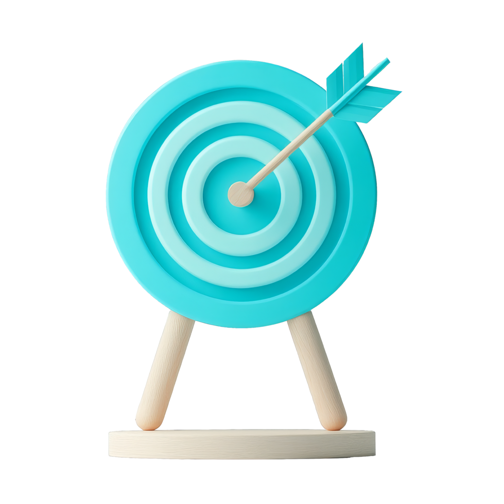 Arrow hits blue target icon in cool 3d style png