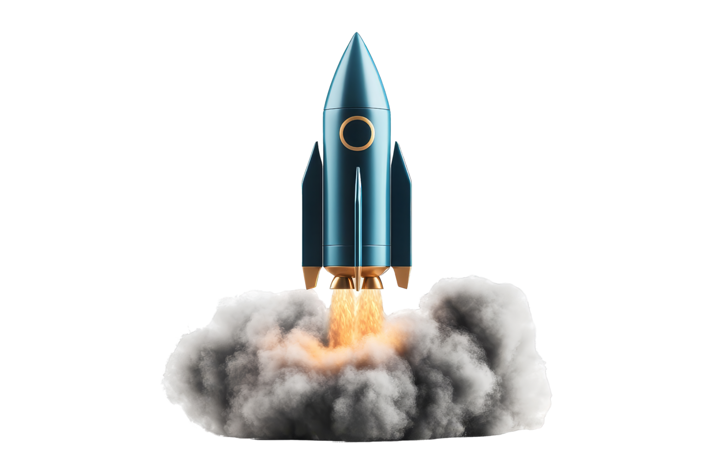 Rocket launching with smoke digital art isolated png