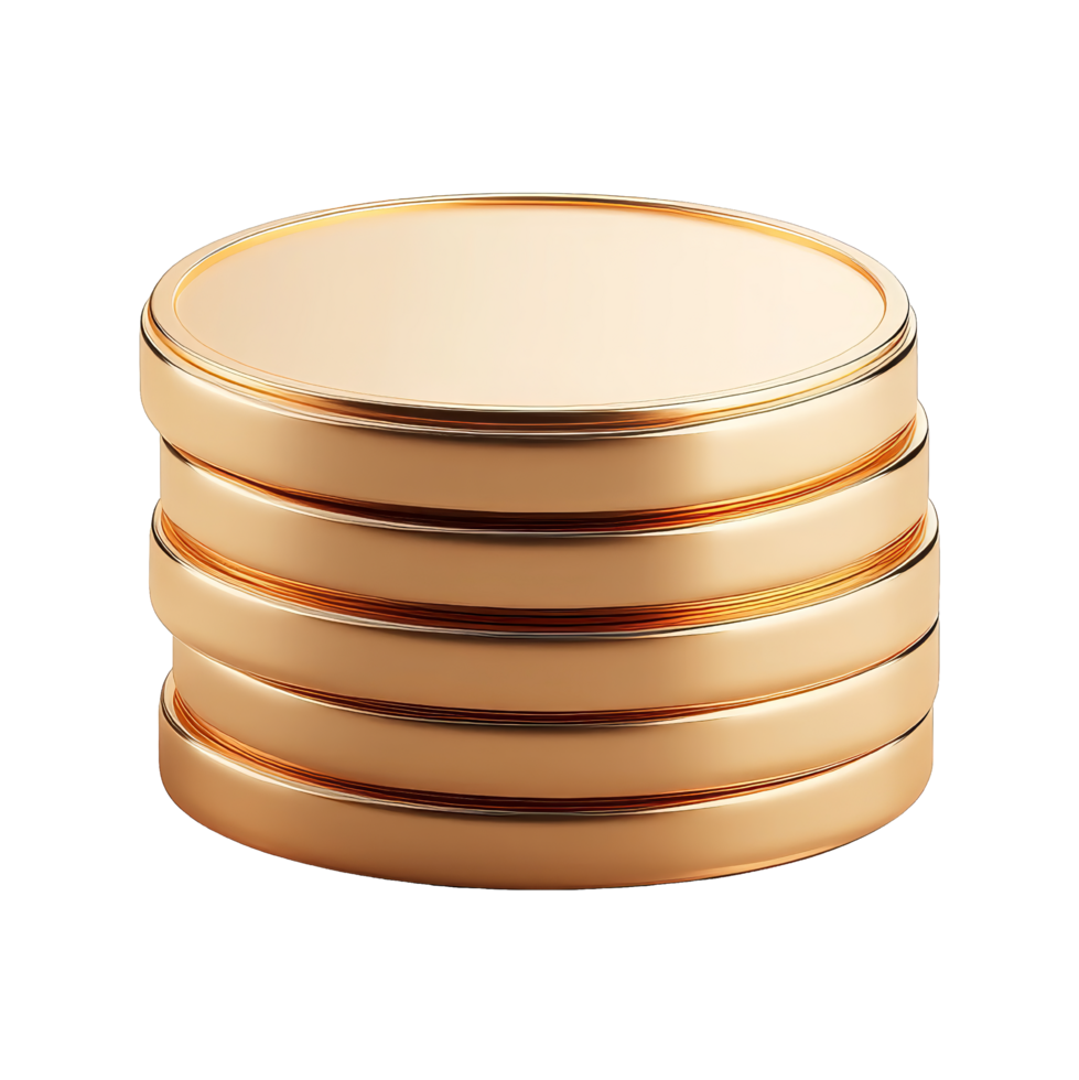 Gold coin stack render icon digital art 3d view png