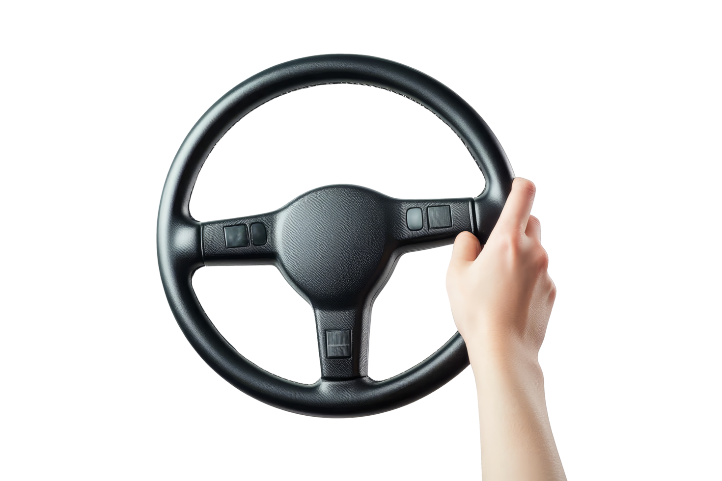 Hand gripping steering wheel isolated png