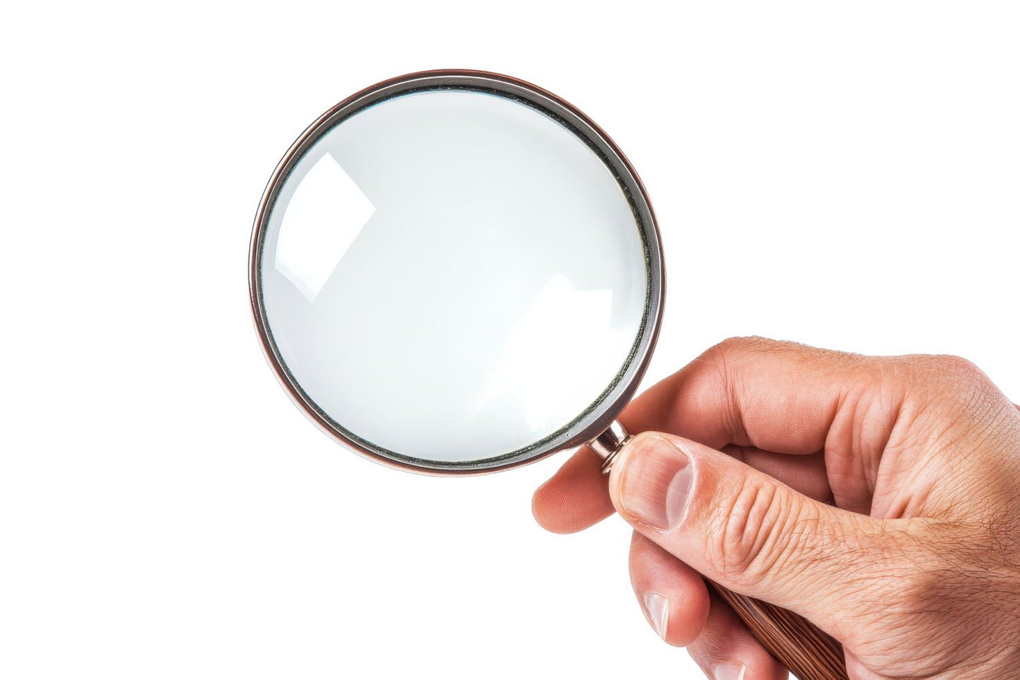Magnifying glass held in hand png